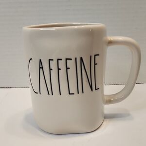 Rae Dunn CAFFEINE MUG FITS 4 FINGERS in Comfortable Handle
